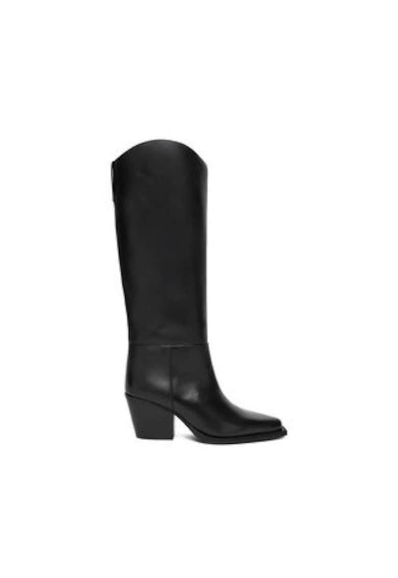 Cizme dama piele naturala - ascutite - negre
