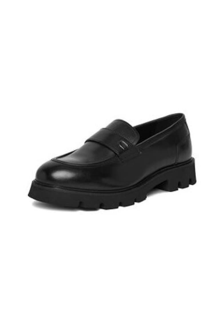 Mocasini barbati - slip-on - elastic - negru - piele naturala