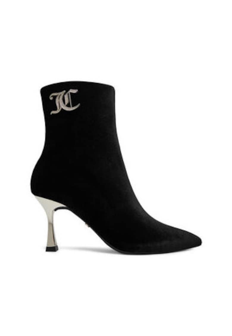 Botine dama negre - cu fermoar - tesatura