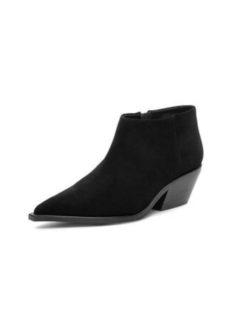 Botine pentru dama EO-VITA-1772 - piele naturala - negru - varf ascutit - fermoar -