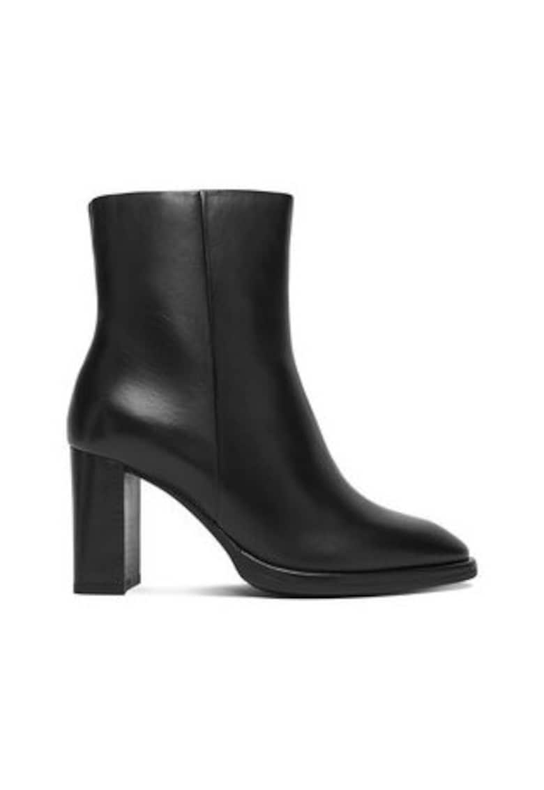 Botine dama - piele naturala - negru - cu fermoar