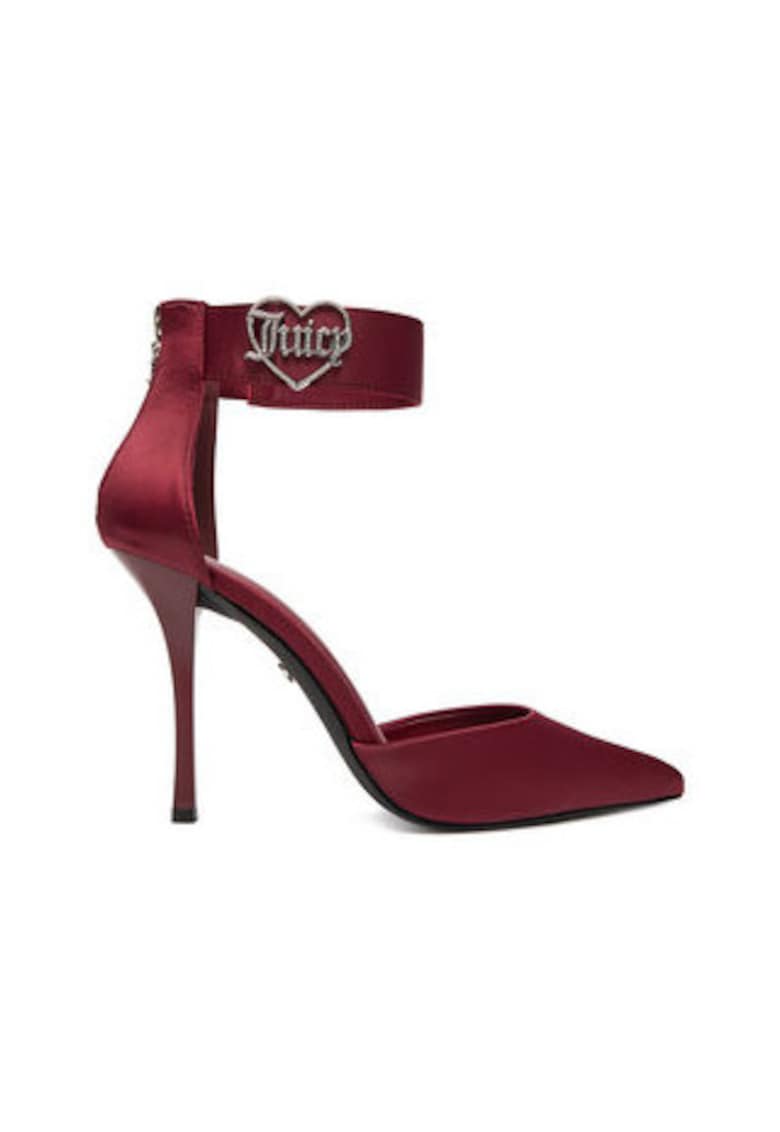 Pantofi dama - cu toc - rosu - tesatura -