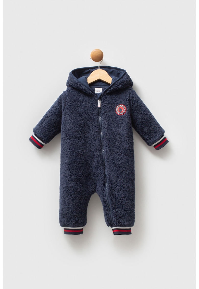 Salopeta din material teddy cu gluga si logo