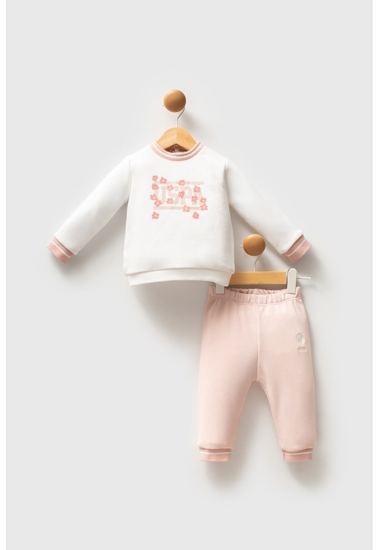 Trening din amestec de bumbac cu logo si imprimeu floral