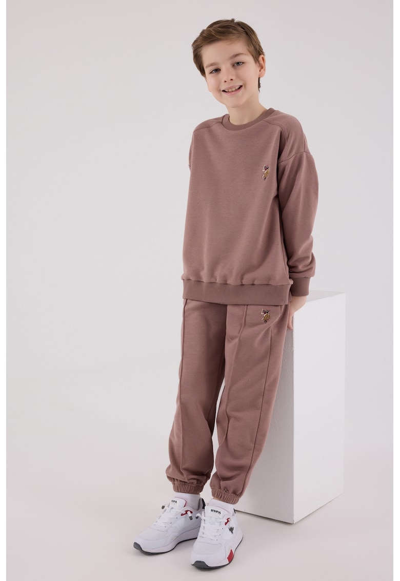 Set de bluza de trening si pantaloni de trening cu broderie discreta