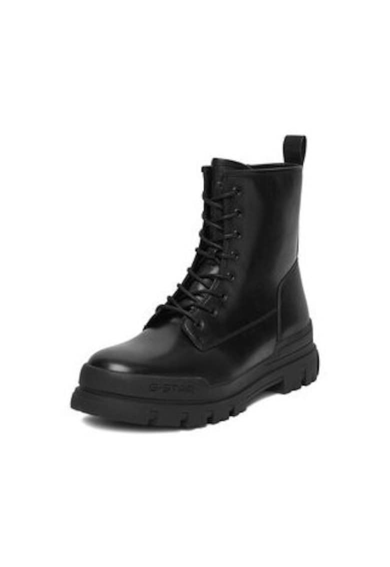 Ghete barbati piele naturala - negru - cu fermoar - rotund