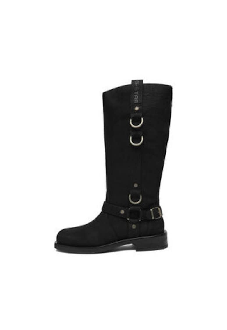 Cizme dama slip-on - benzi elastice - piele naturala - negru
