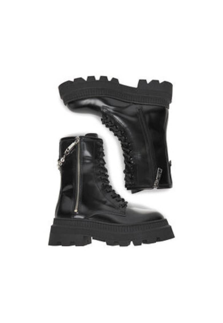 Ghete dama EO-AMAYA-40802 - piele naturala - negru - cu fermoar -