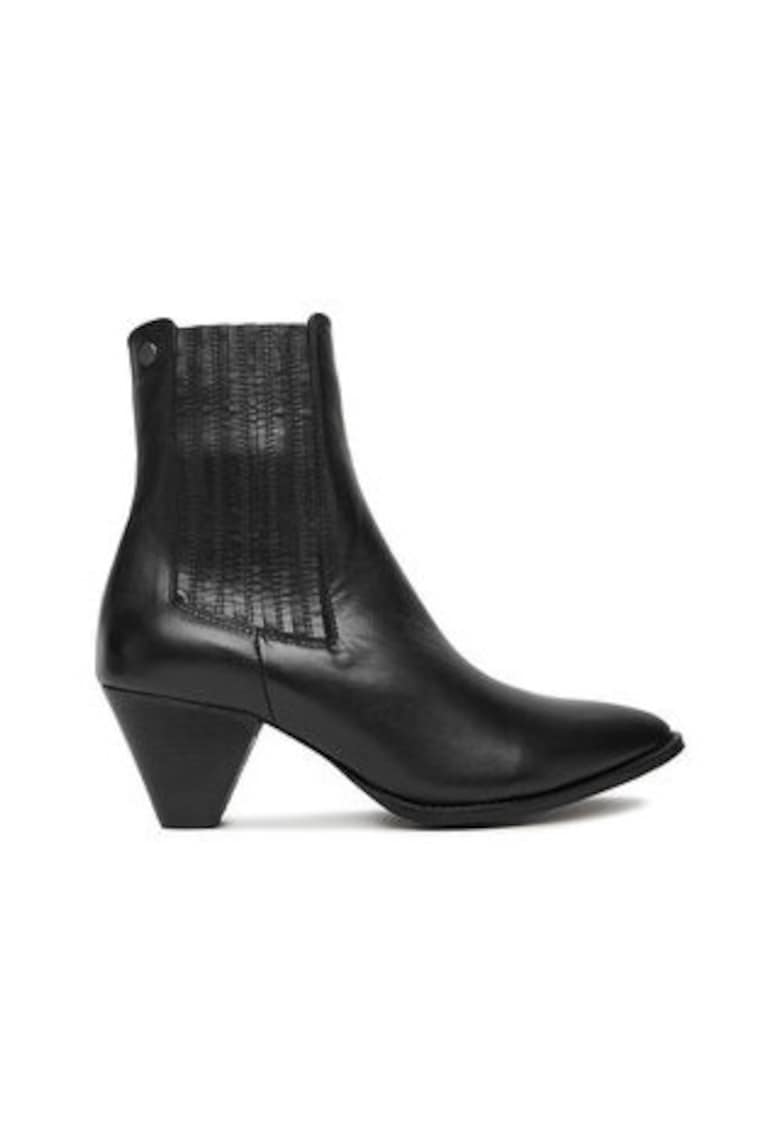 Botine slip-on din piele naturala - Negru