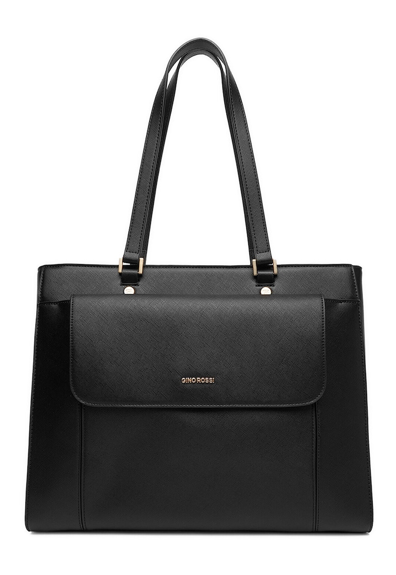 Geanta shopper - neagra - dimensiune A4 - material sintetic