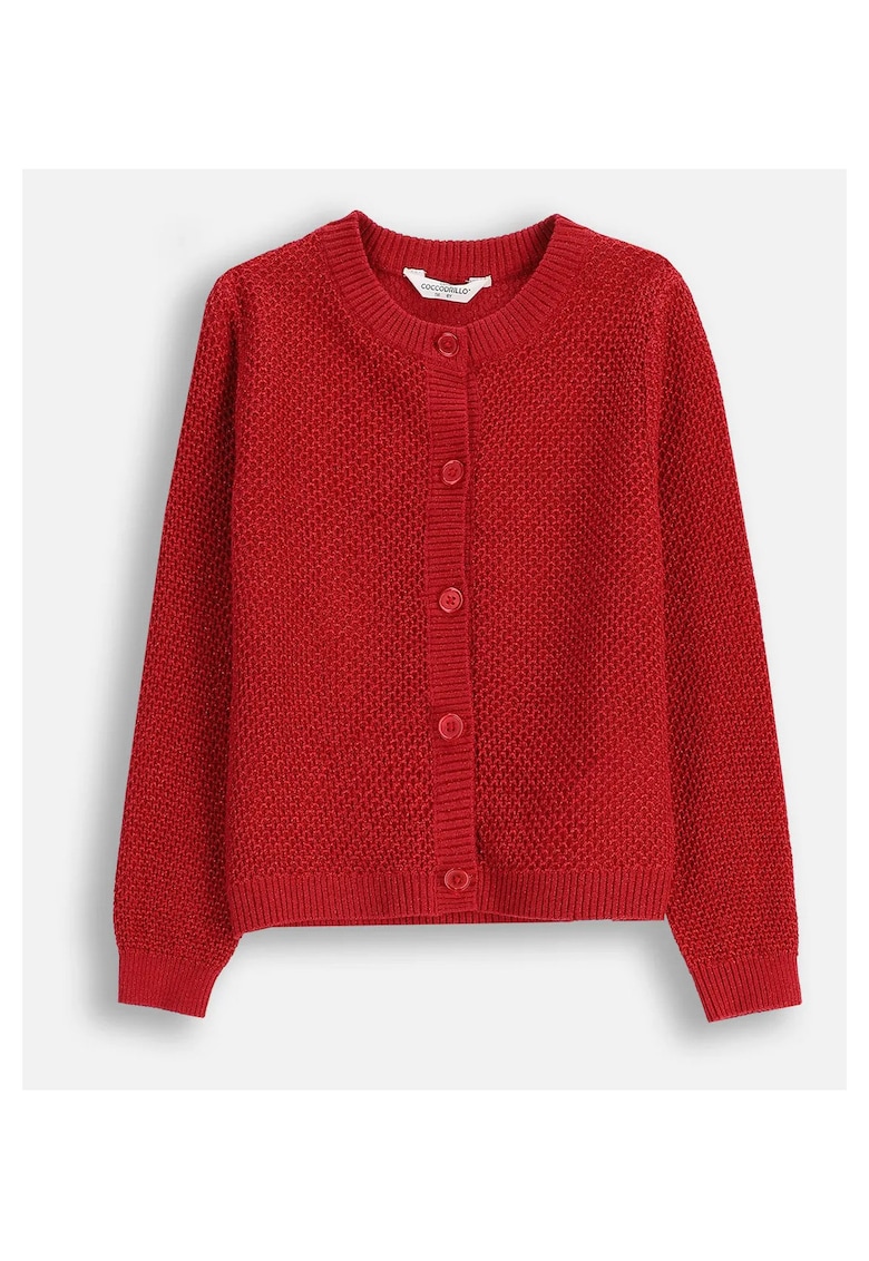 Cardigan ZC5172202EJG-009 - pentru fete - rosu - lana groasa - maneci lungi