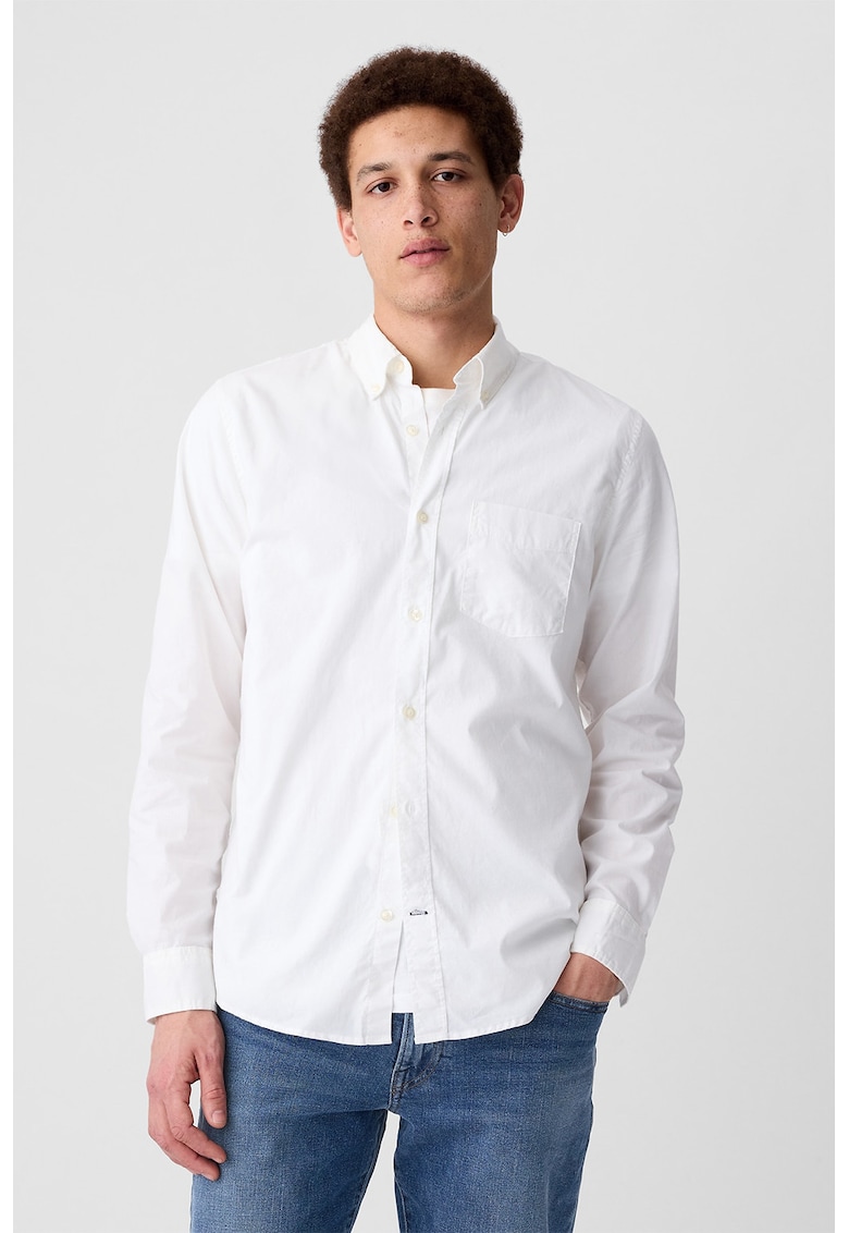 Camasa slim fit cu guler fixat cu nasturi - Alb