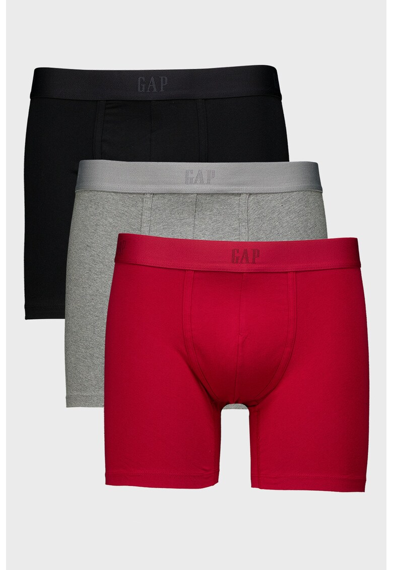 Set de boxeri din amestec de bumbac organic - 3 perechi - Rosu/Negru/Gri