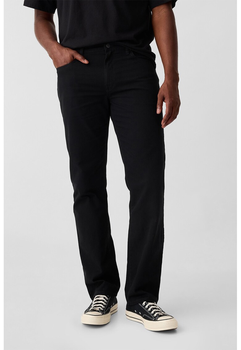 Blugi cu croiala dreapta si talie medie - Negru