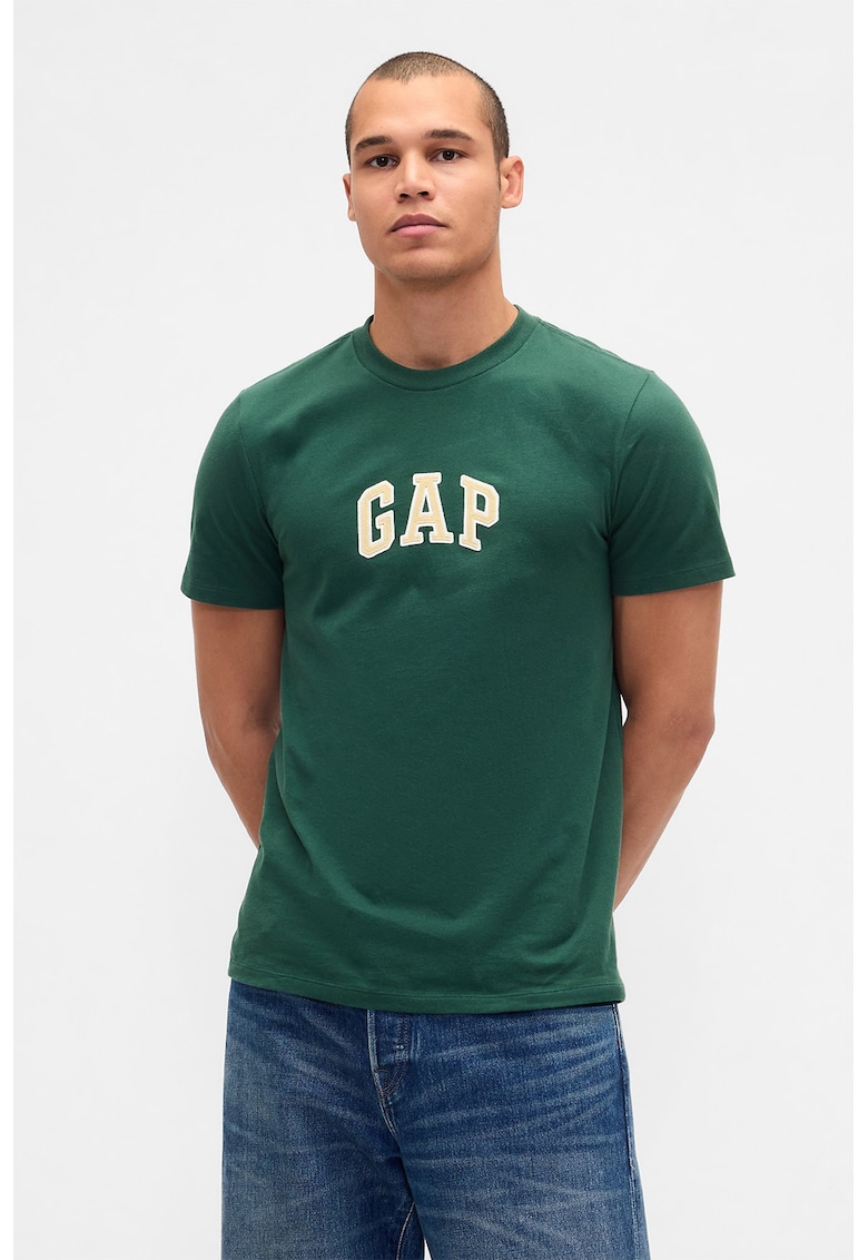 Tricou de bumbac cu logo - Verde englez