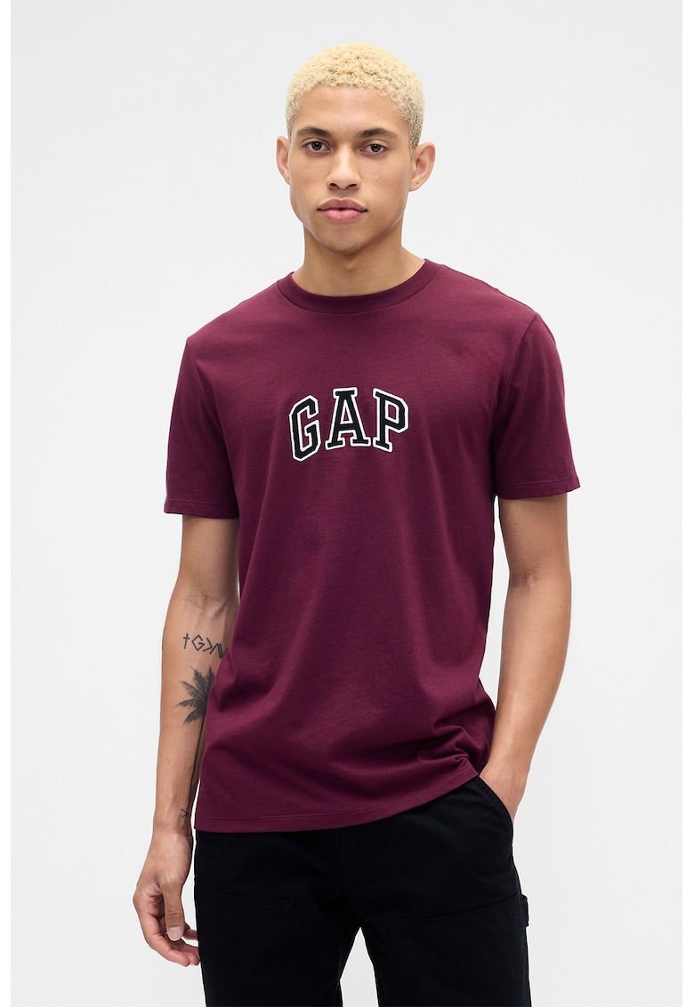 Tricou de bumbac cu logo - Visiniu