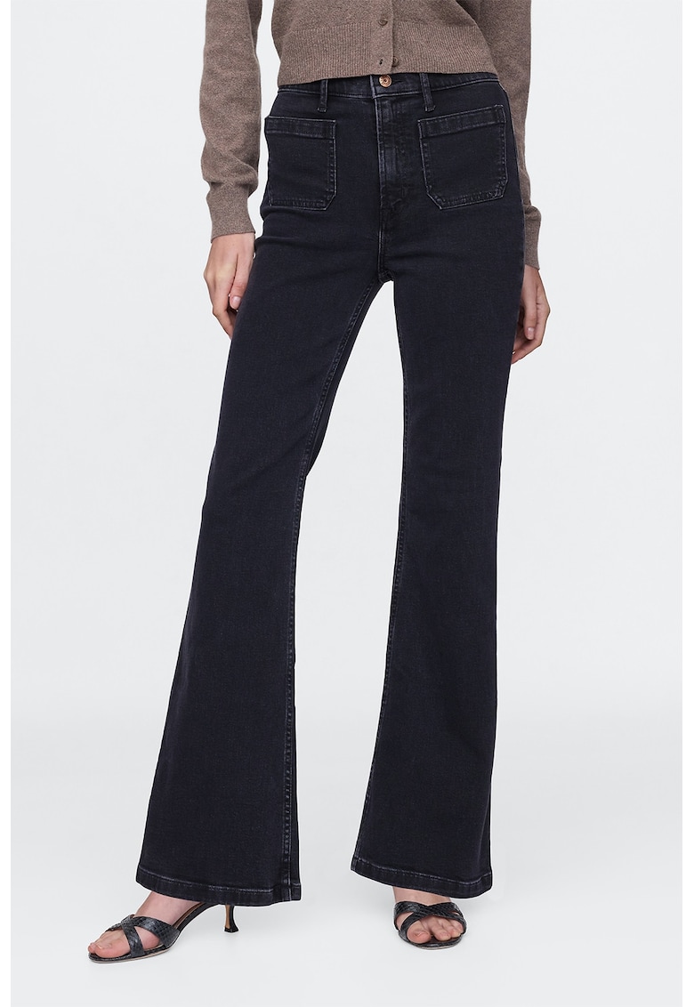 Blugi evazati cu talie inalta - Negru