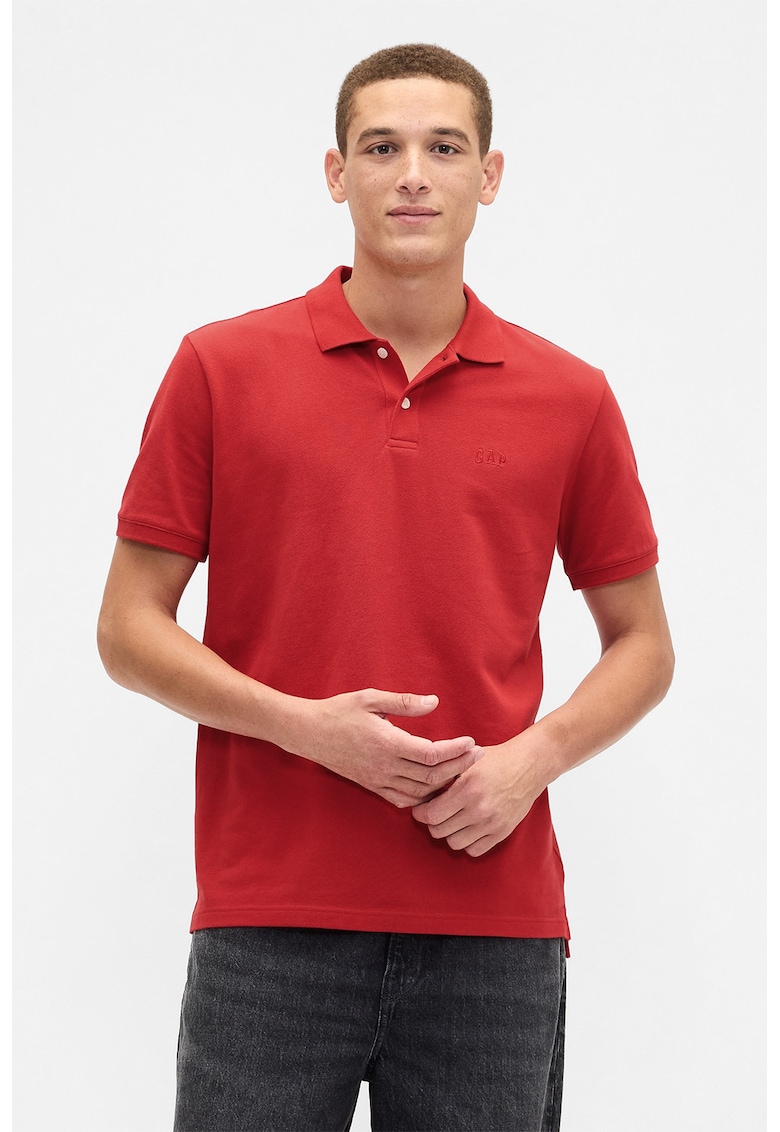 Tricou polo cu logo discret - Rosu