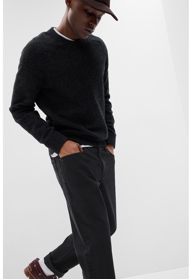 Blugi cu croiala dreapta si talie medie - Negru