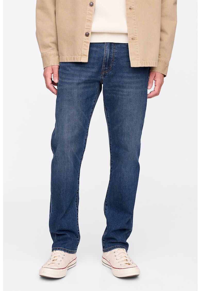 Blugi cu croiala dreapta si talie medie - Albastru indigo