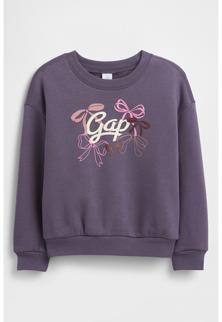 Bluza de trening cu imprimeu si maneci cazute - Violet