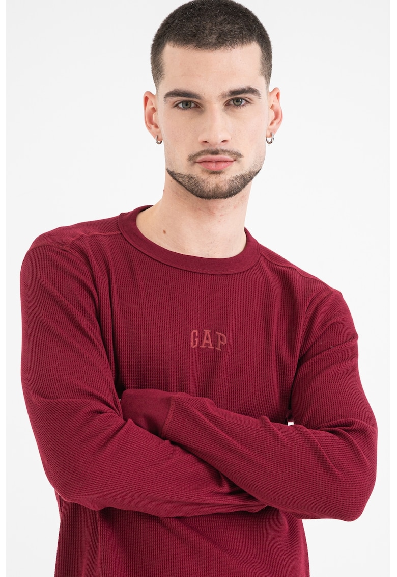 Bluza cu decolteu la baza gatului si broderie logo