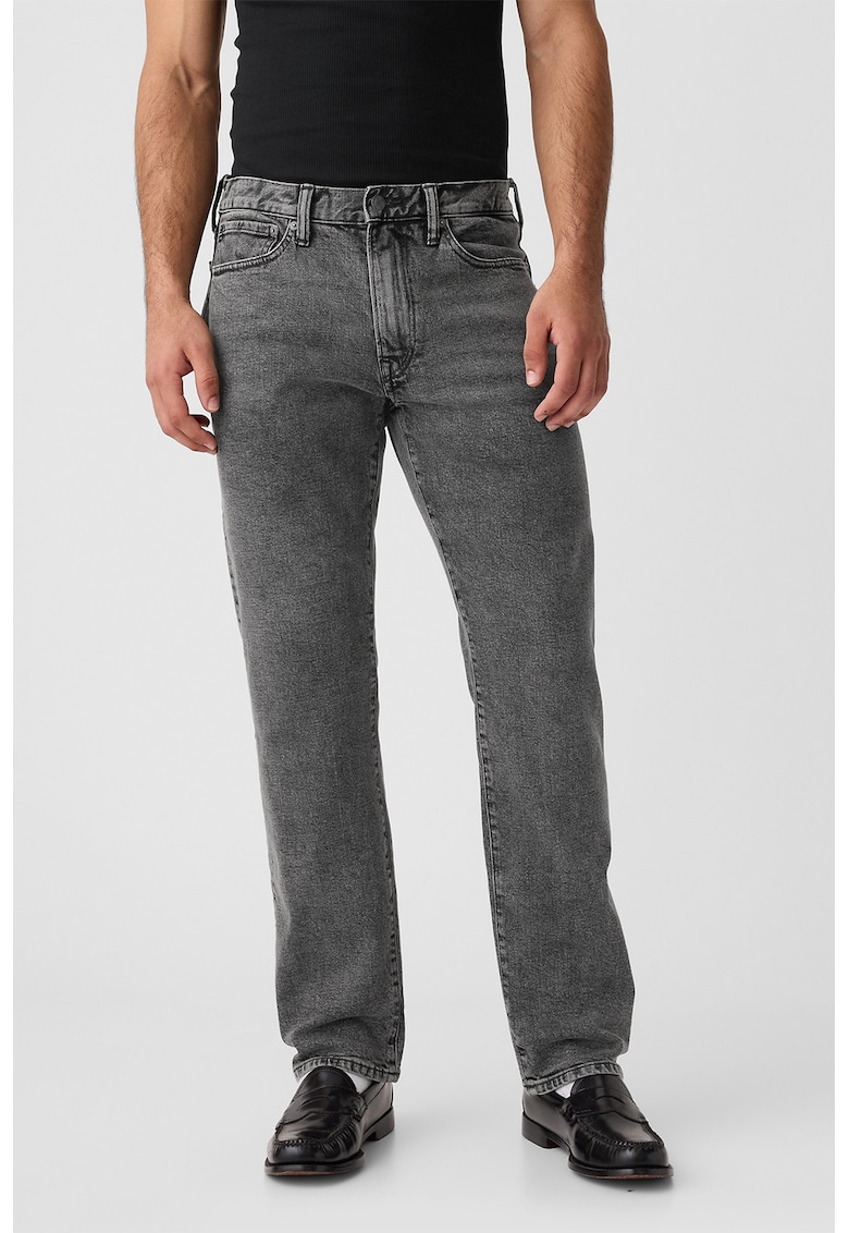 Blugi regular fit cu talie medie - Gri inchis