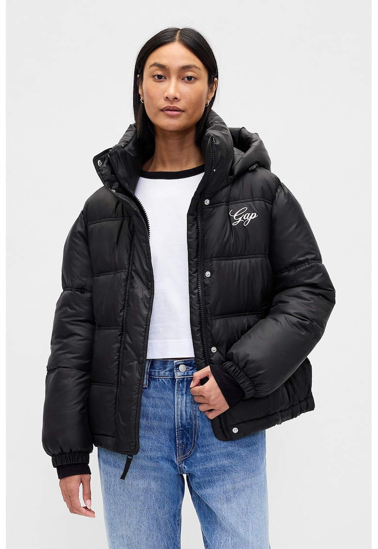 Jacheta cu fermoar si gluga - Negru