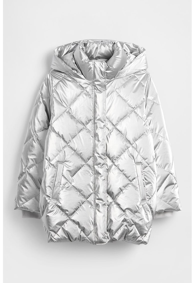 Geaca matlasata cu gluga - Argintiu