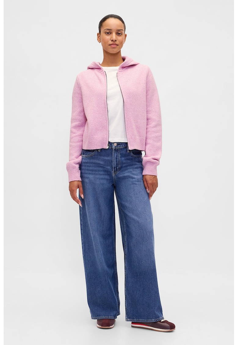 Pulover cu fermoar si gluga