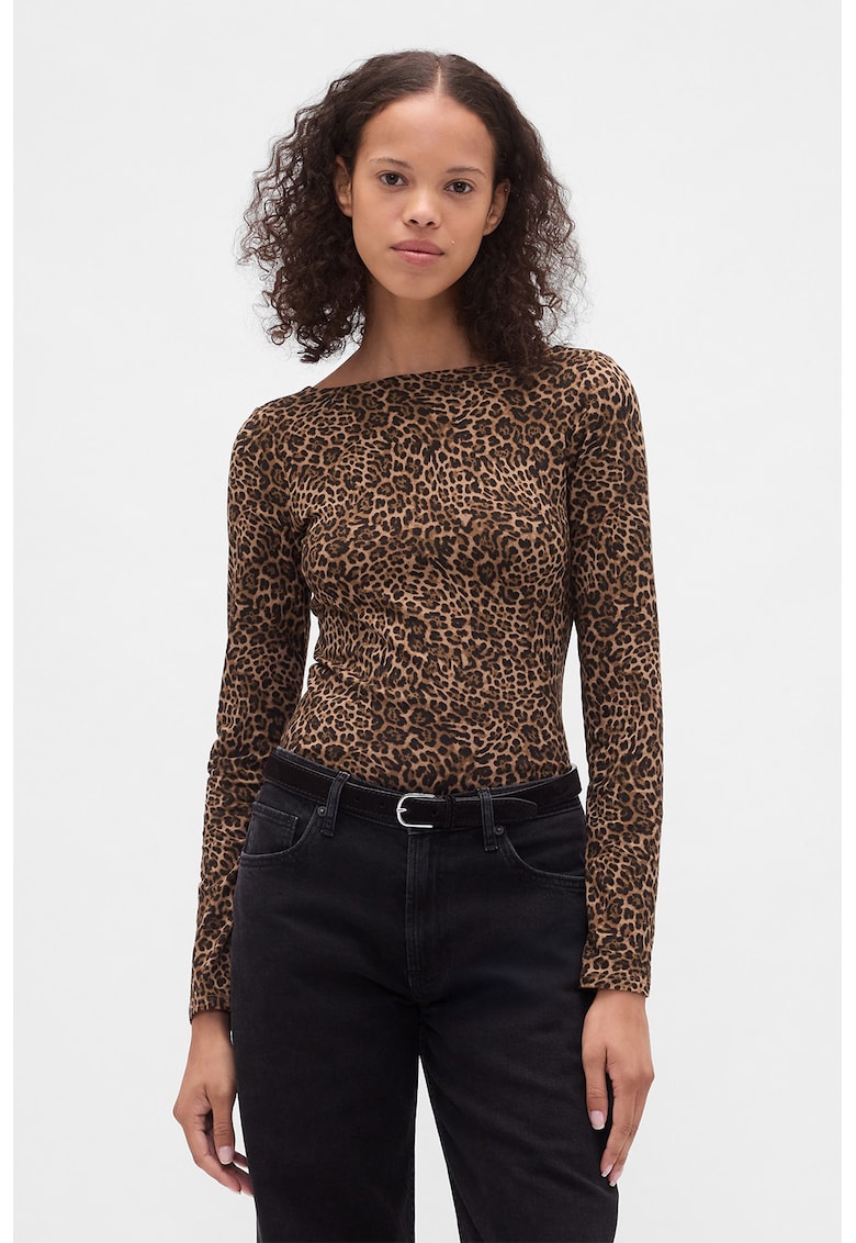 Bluza slim fit cu decolteu barcuta