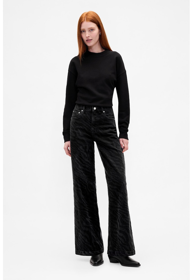 Blugi ampli cu talie inalta - Negru