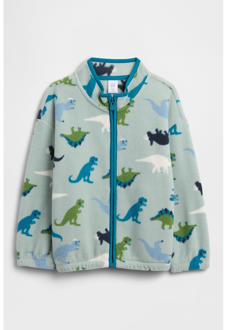 Bluza de trening din fleece cu fermoar si dinozaur