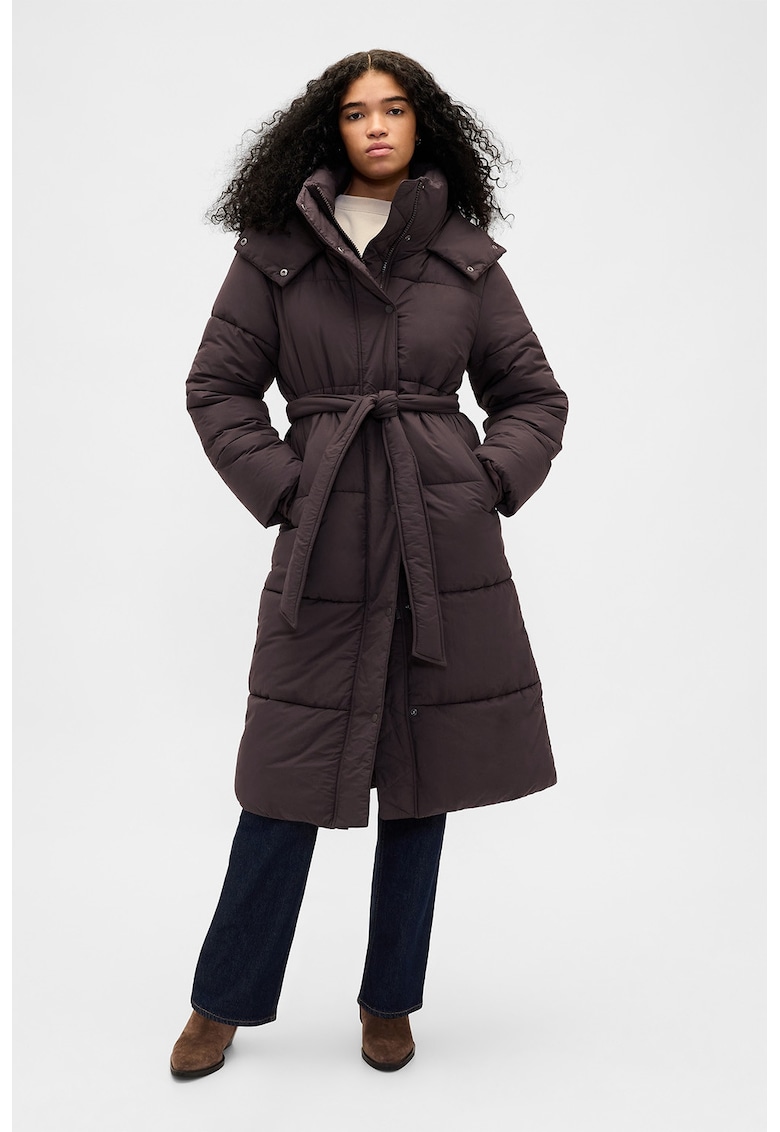 Geaca lunga matlasata cu gluga