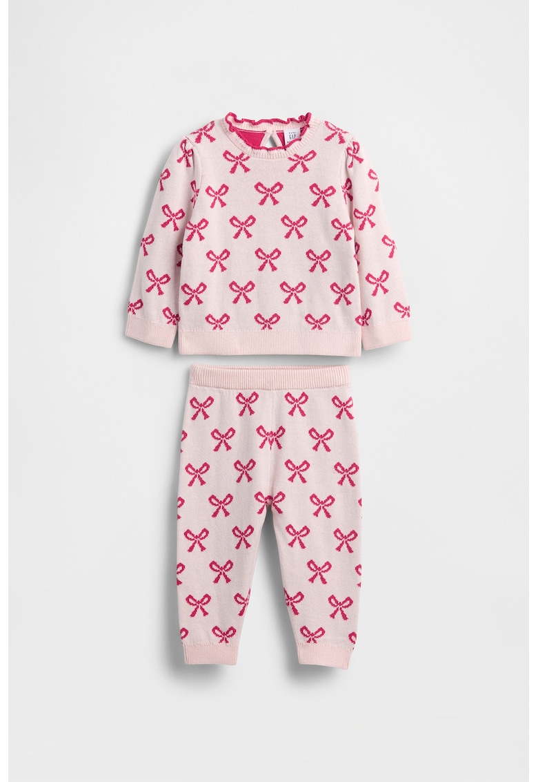 Set de bluza din bumbac cu imprimeu si pantaloni - 2 piese