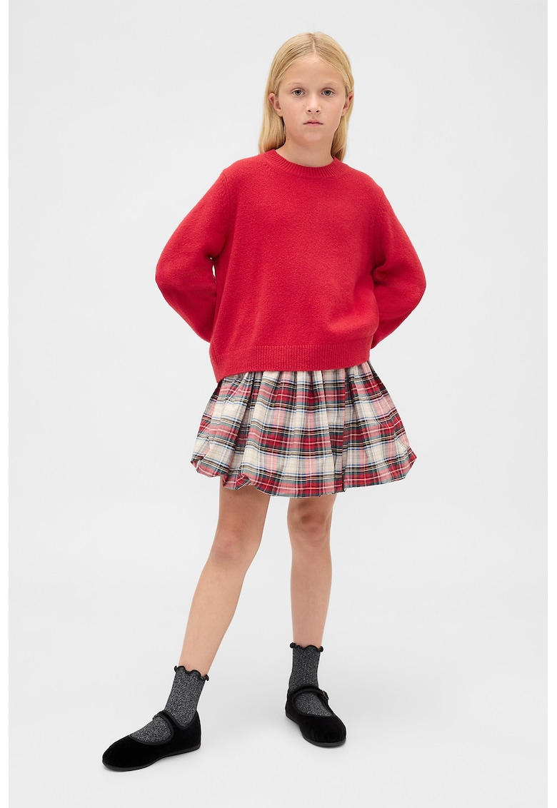 Pulover tricotat cu decolteu la baza gatului - Rosu vermillion