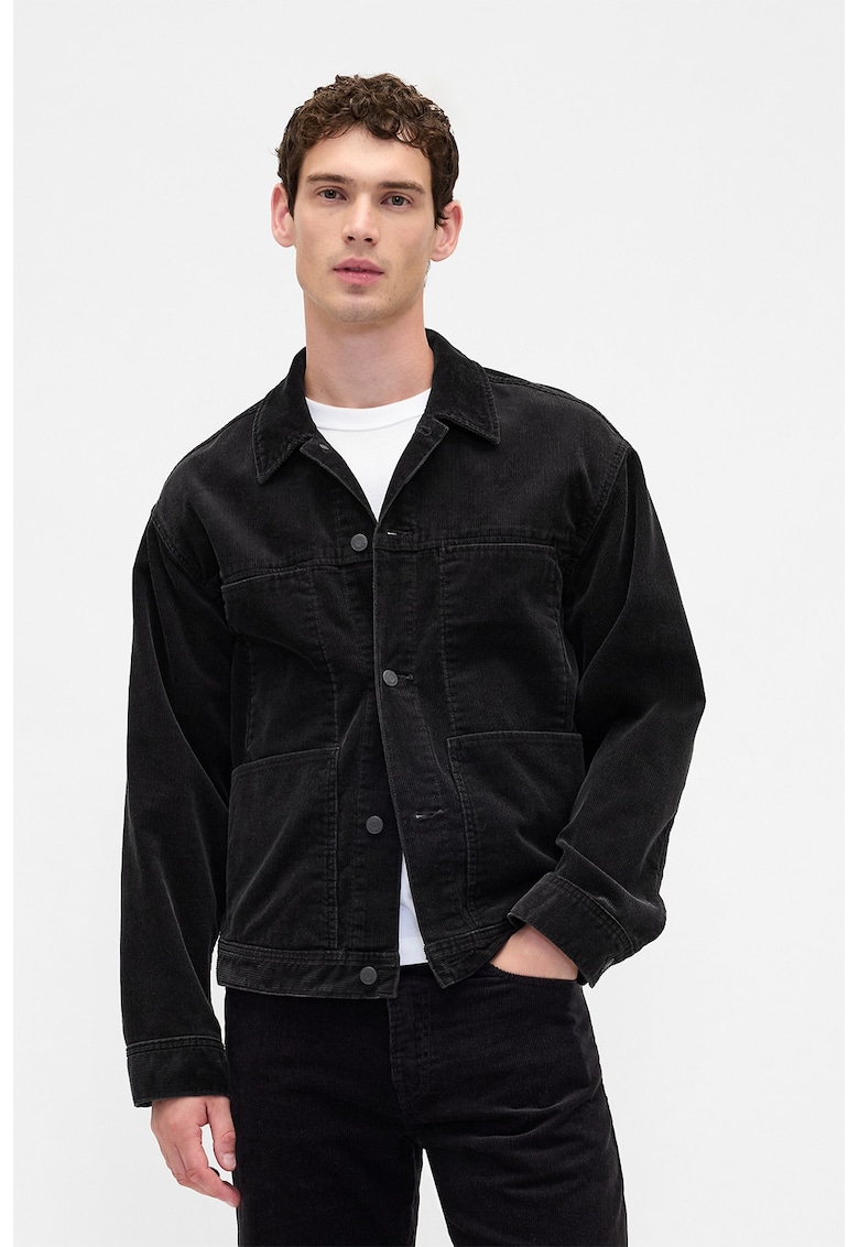 Jacheta-camasa din denim cu nasturi