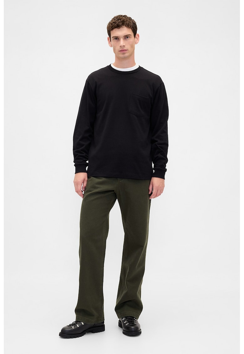 Pantaloni drepti de bumbac - Kaki inchis