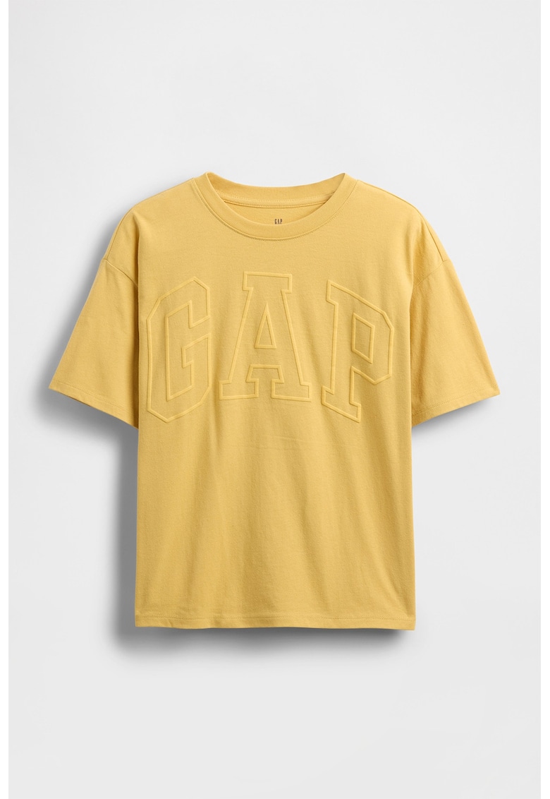 Tricou de bumbac cu imprimeu logo - Galben sofran