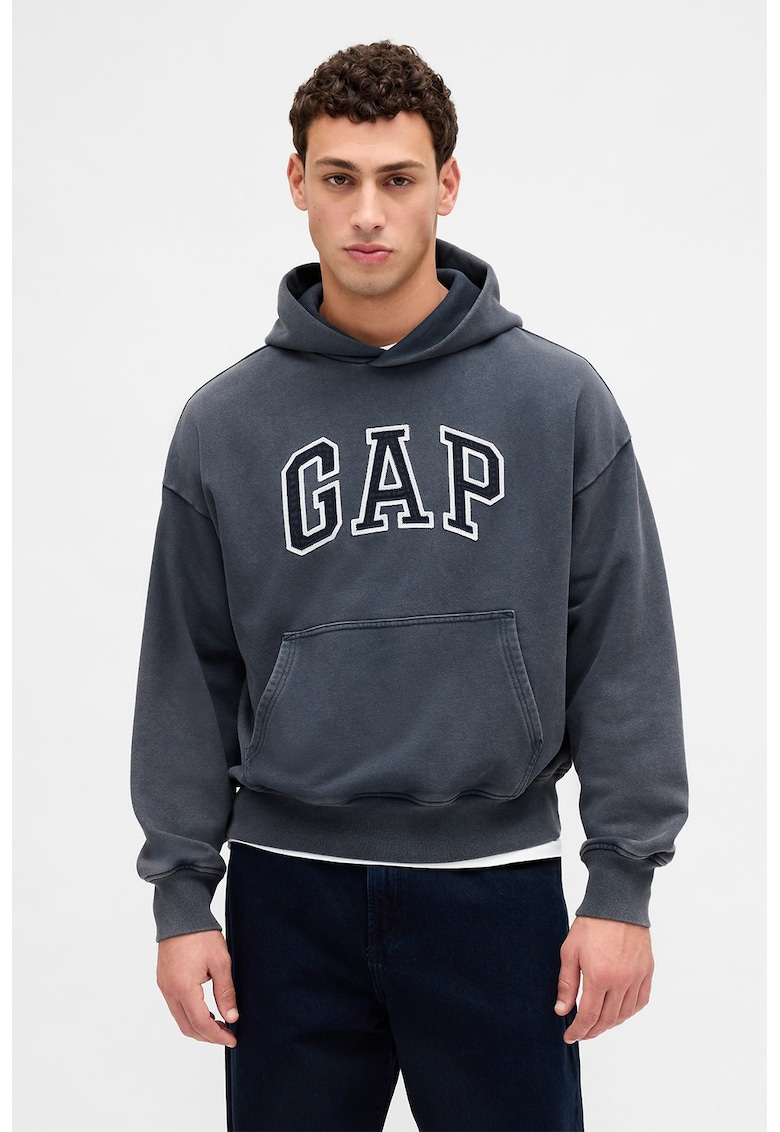 Hanorac supradimensionat cu buzunar kangaroo - Alb/Albastru ultramarin/Albastru prafuit