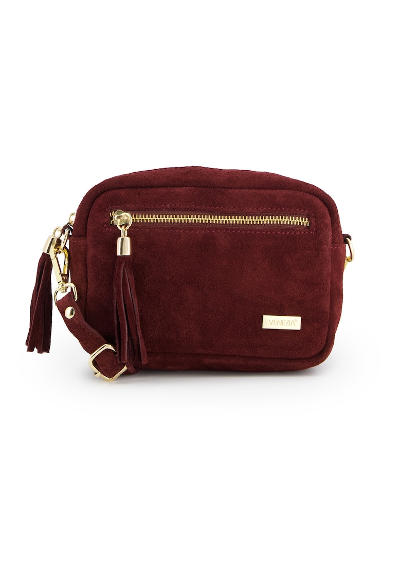Geanta crossbody din piele intoarsa cu bretea detasabila