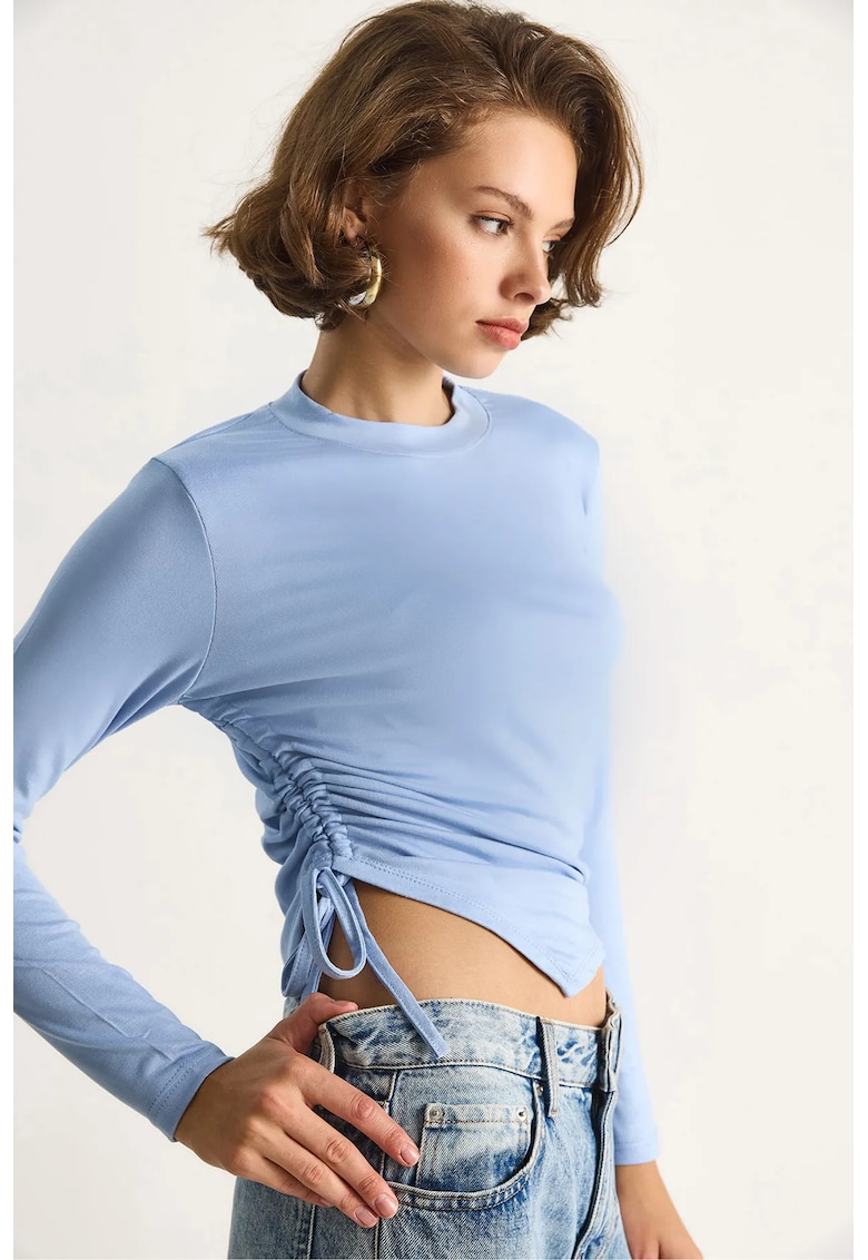 Bluza dama - HiCCUP - top de baza - tiv asimetric - albastru deschis - jerseu