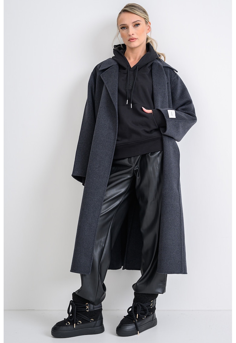 Palton din amestec de lana cu cordon Hero