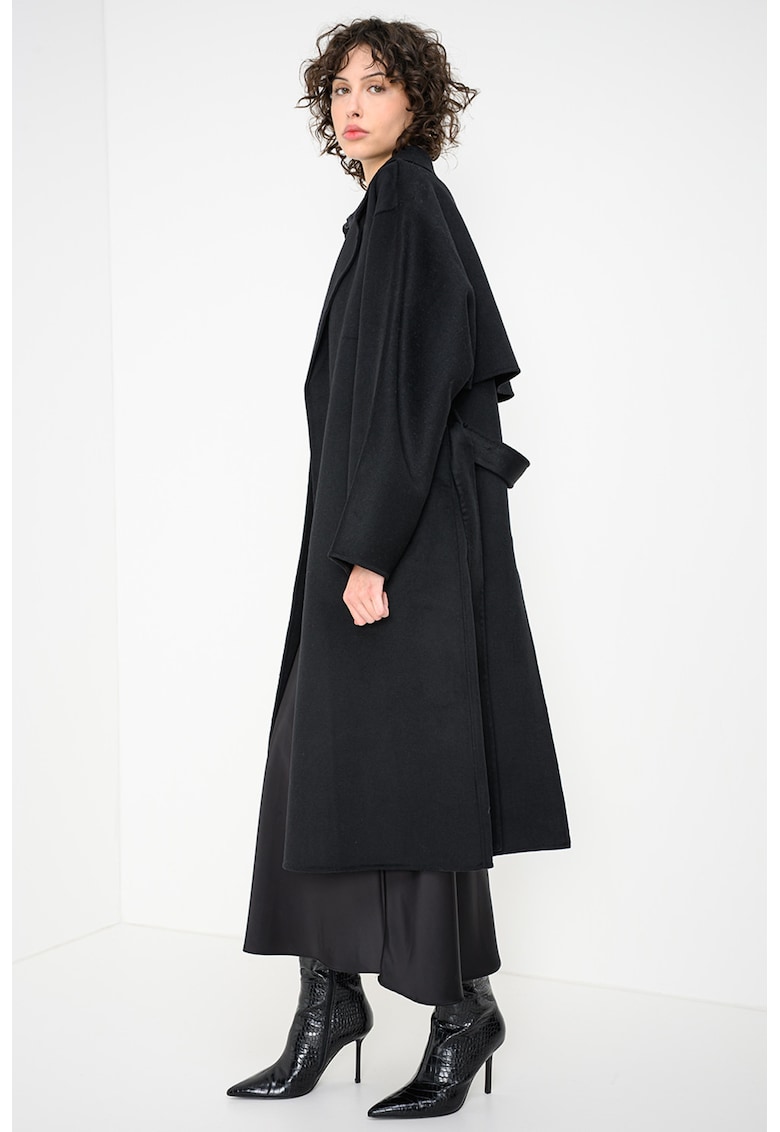 Palton din amestec de lana cu cordon Hero