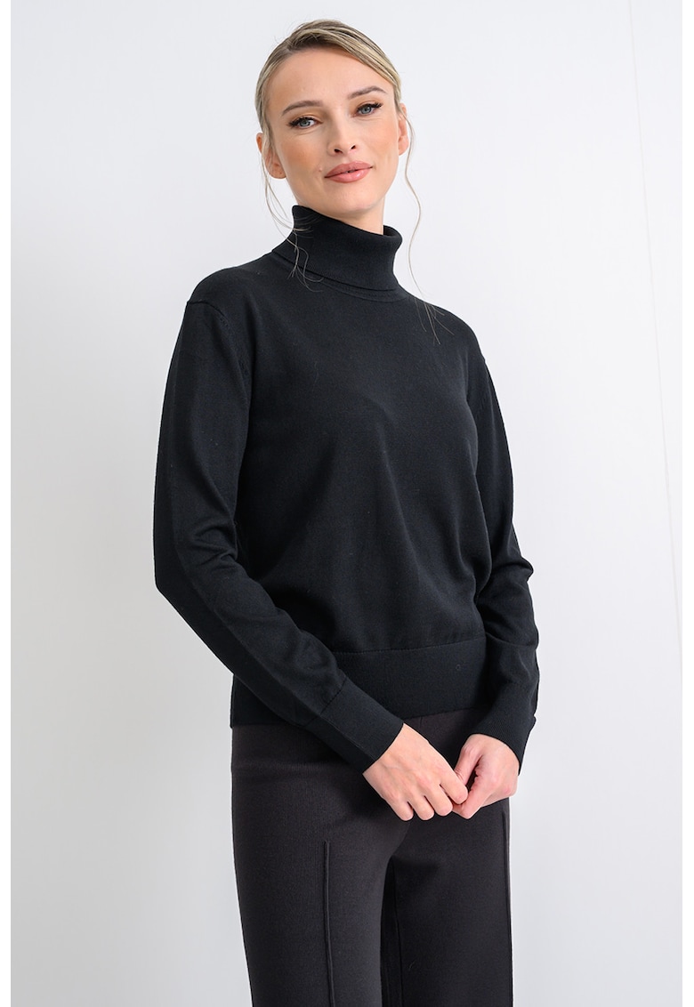 Pulover din amestec de lana cu guler inalt