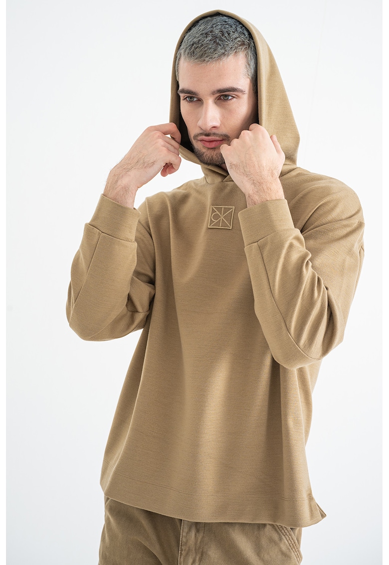 Hanorac din amestec de lana cu logo brodat