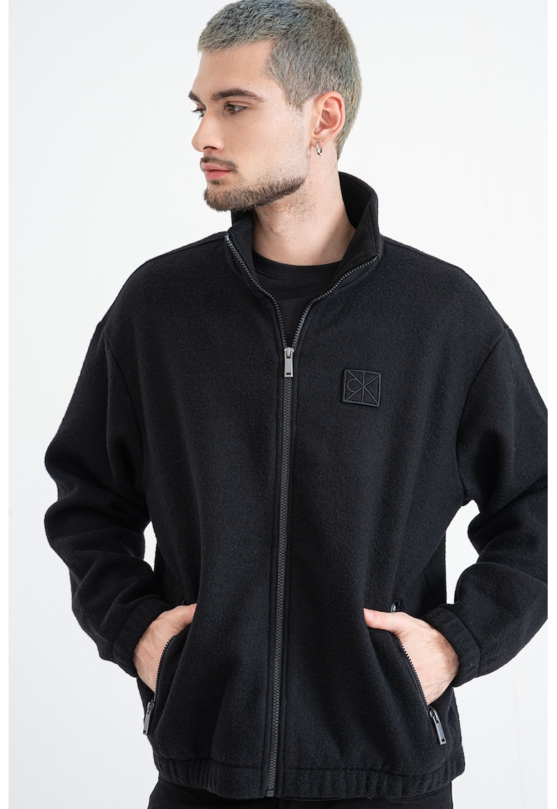 Bluza de trening din amesstec de lana cu fermoar