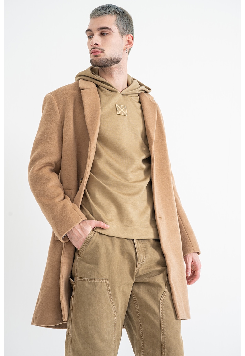 Palton uni din amestec de lana