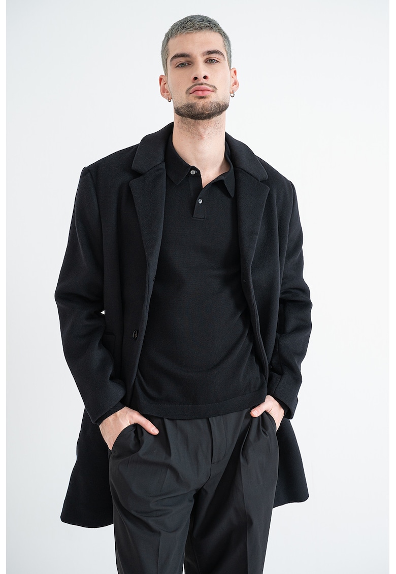 Palton uni din amestec de lana