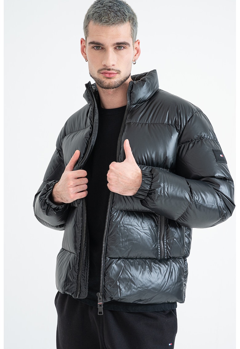 Geaca cu aspect matlasat - Negru